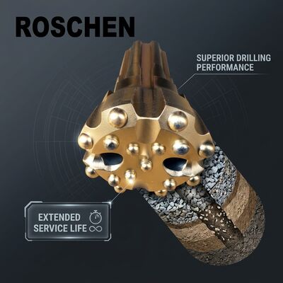 Qualität DTH-Knopfbits mit vollem Durchmesser 64 mm 445 mm Wolframkarbid-Einsätze zum Bohren mit einem Hammer Fabrik